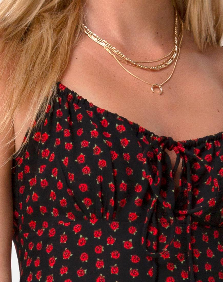 Afbeelding van Cypress Midi Dress in Dotty Rose Red