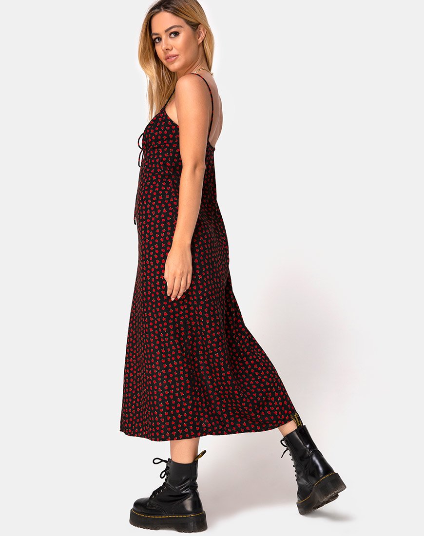 Afbeelding van Cypress Midi Dress in Dotty Rose Red