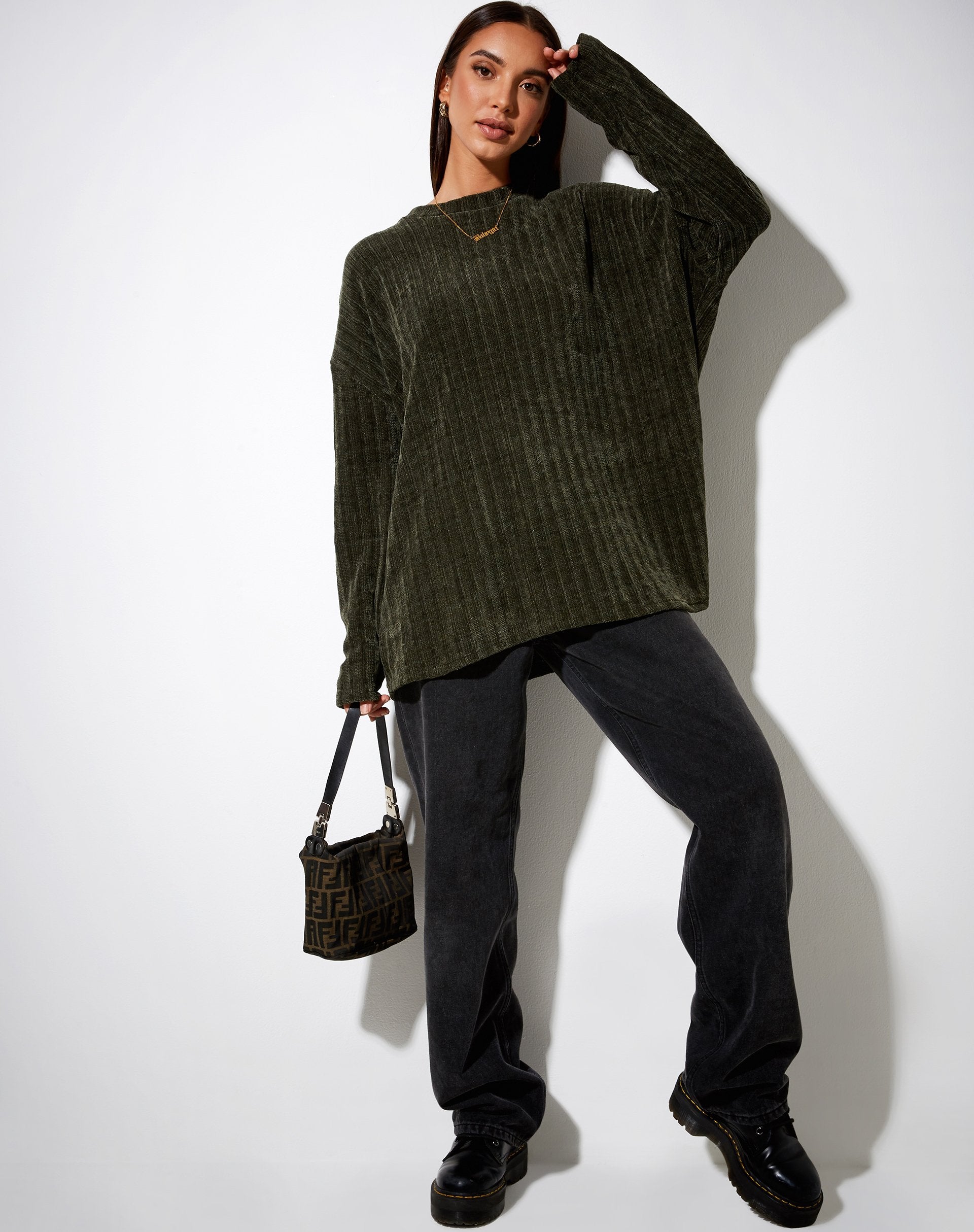 Afbeelding van Pap Trui in Chenille Khaki