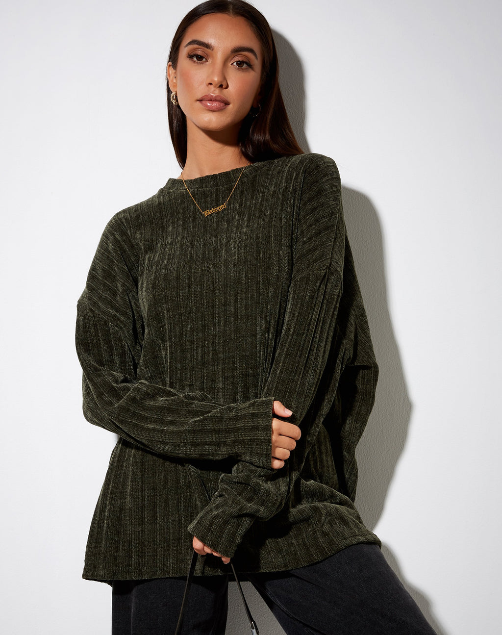 Trui voor vader in Chenille Khaki
