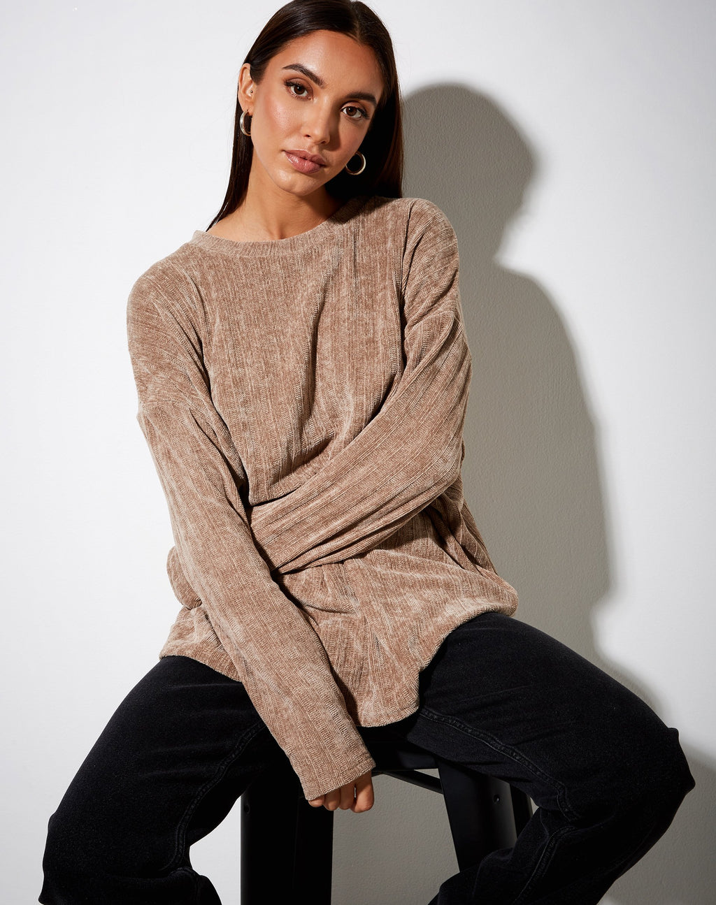 Pap Trui in Chenille Taupe