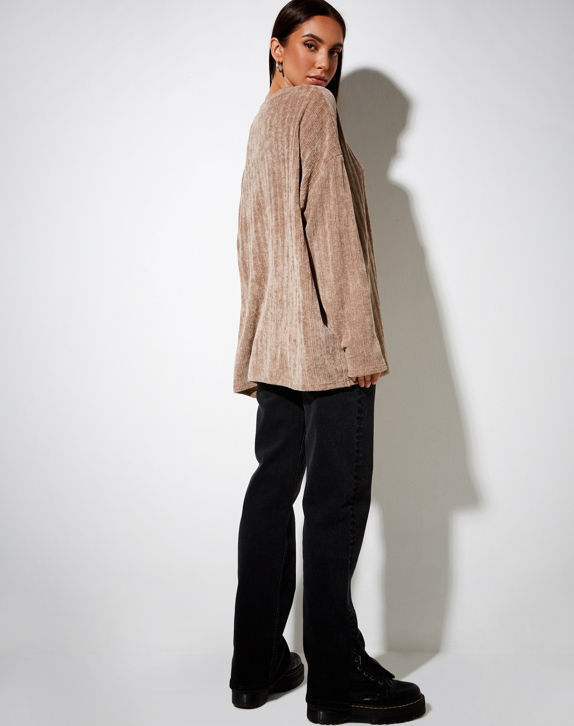 Afbeelding van Pap Trui in Chenille Taupe