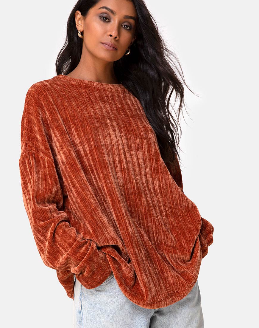 Trui voor vader in Chenille Rust