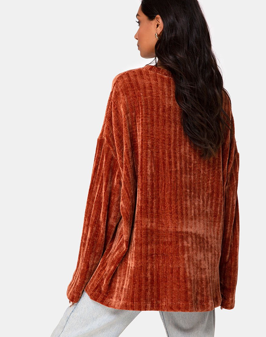 Trui voor vader in Chenille Rust
