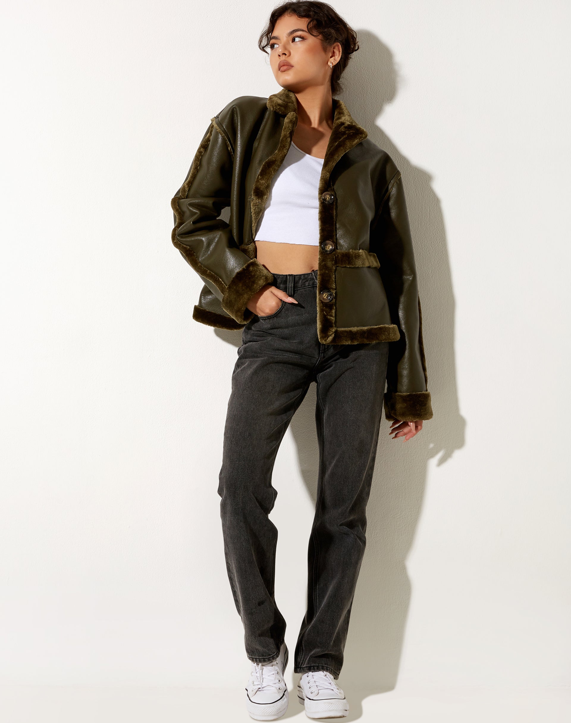 Afbeelding van Dagna Jacket in PU Donker Olijf