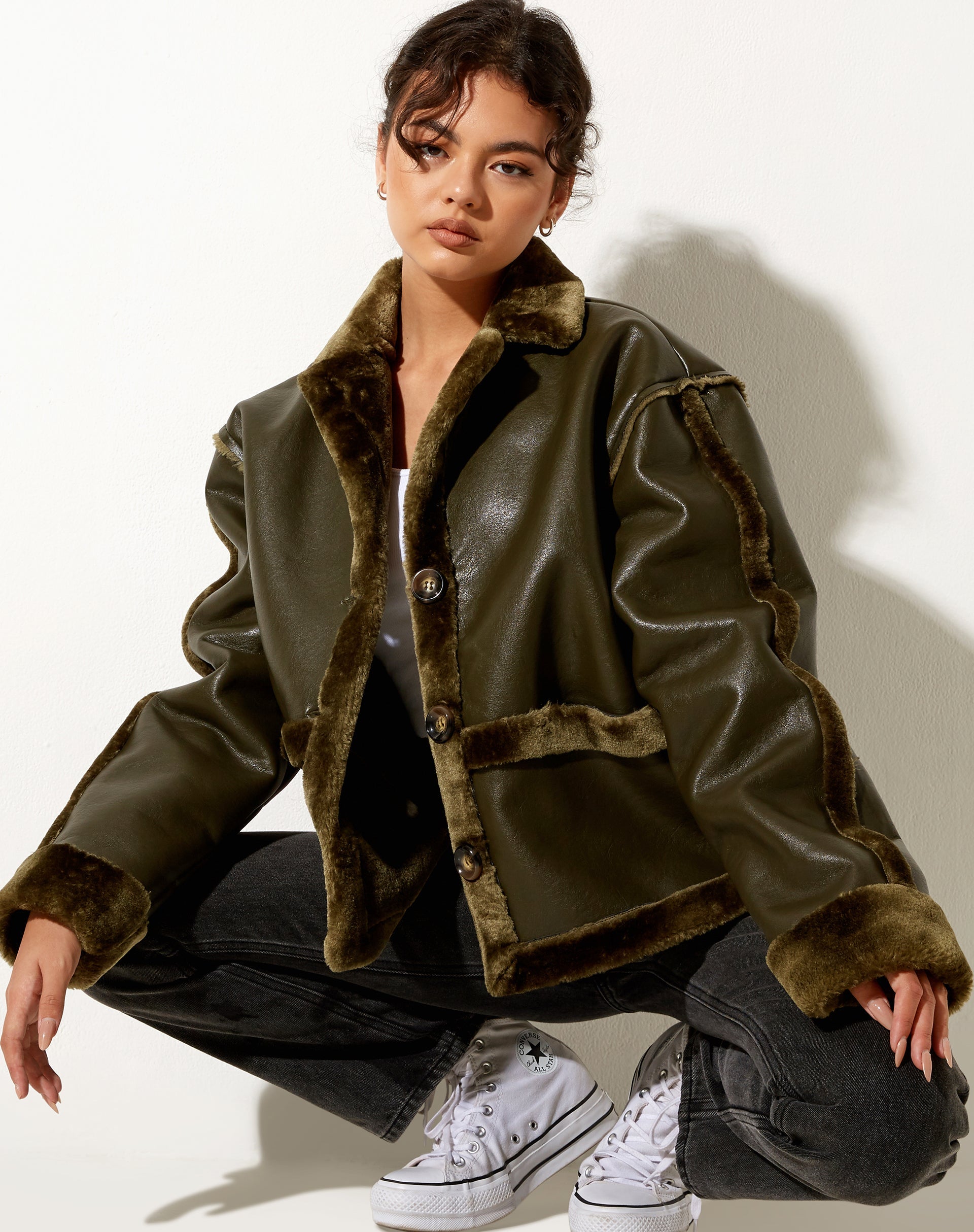 Afbeelding van Dagna Jacket in PU Donker Olijf