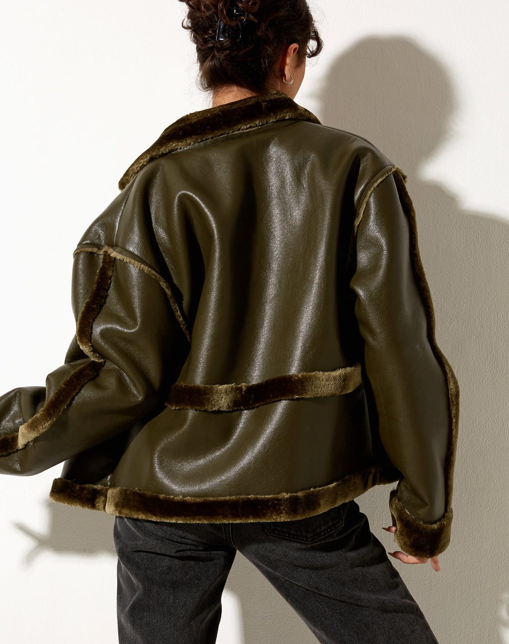 Dagna Jacket in PU Donker Olijf