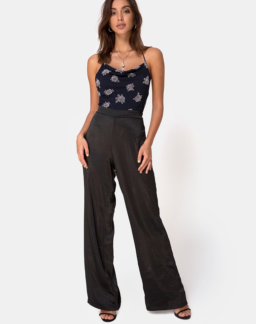 Afbeelding van Dais Bodice in Black Flock Rose