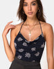 Afbeelding van Dais Bodice in Black Flock Rose
