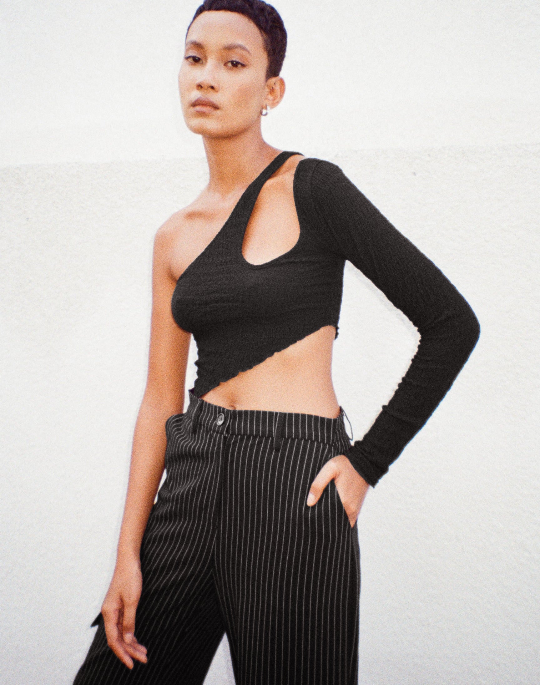 Danes Top in Bubble Jersey Zwart