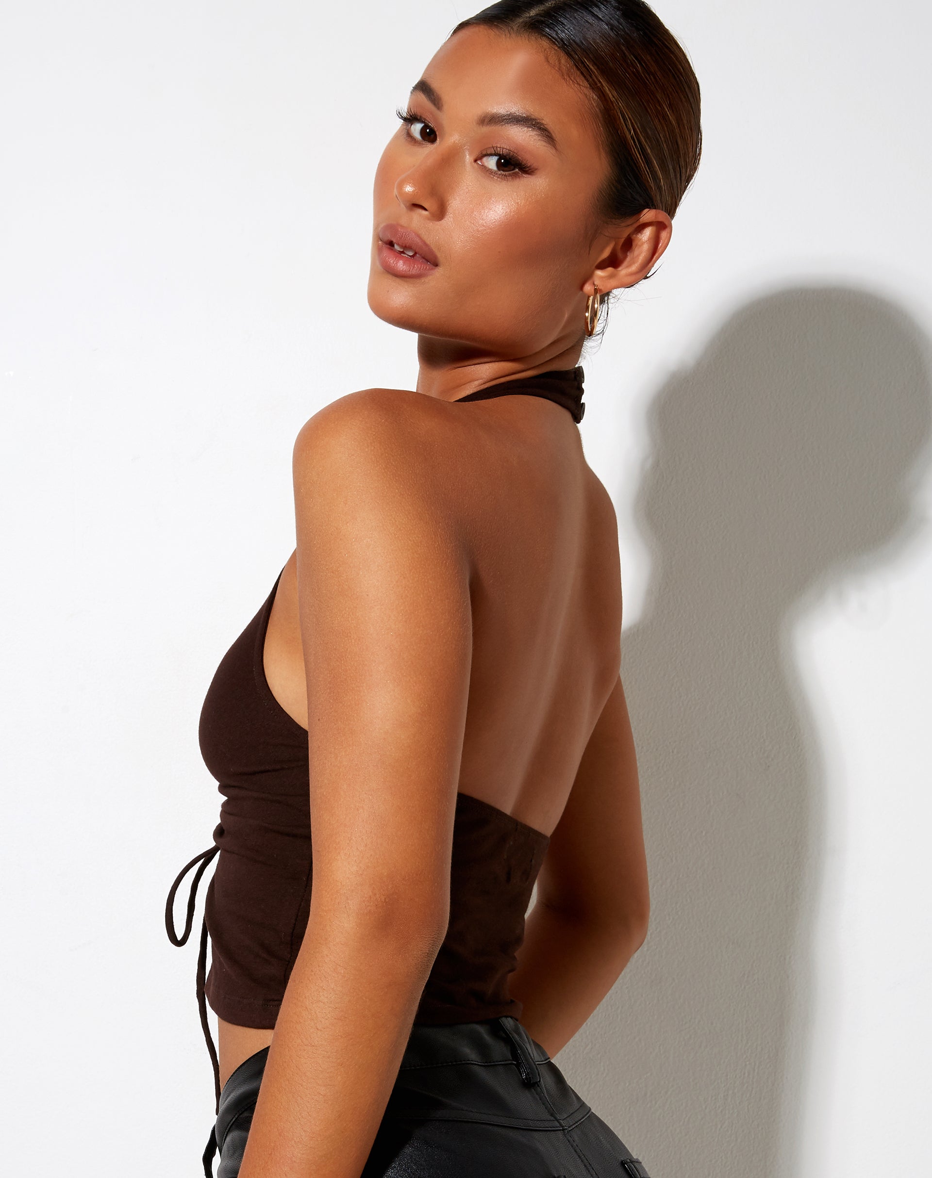 Afbeelding van Dapa Crop Top in Lycra Bittere Chocolade