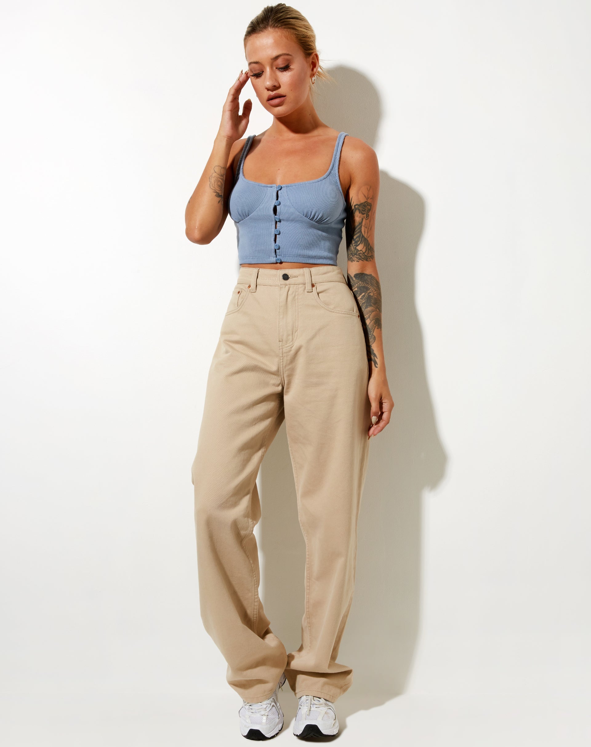 Afbeelding van Darau Crop Top in Rib Powder Blue