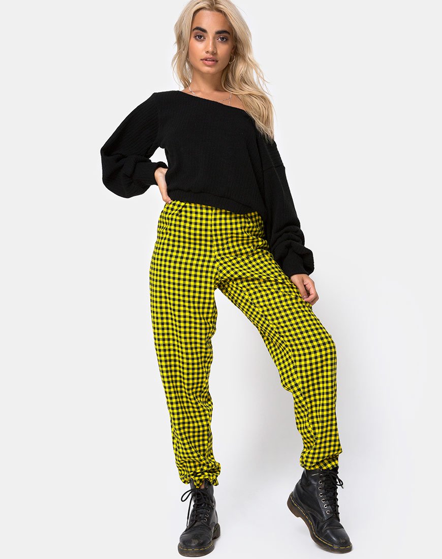Dastan Broek in Medium Gingham Geel