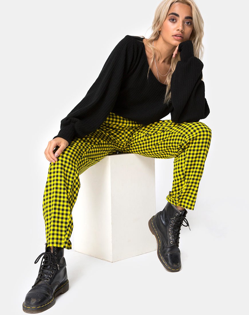 Dastan Broek in Medium Gingham Geel