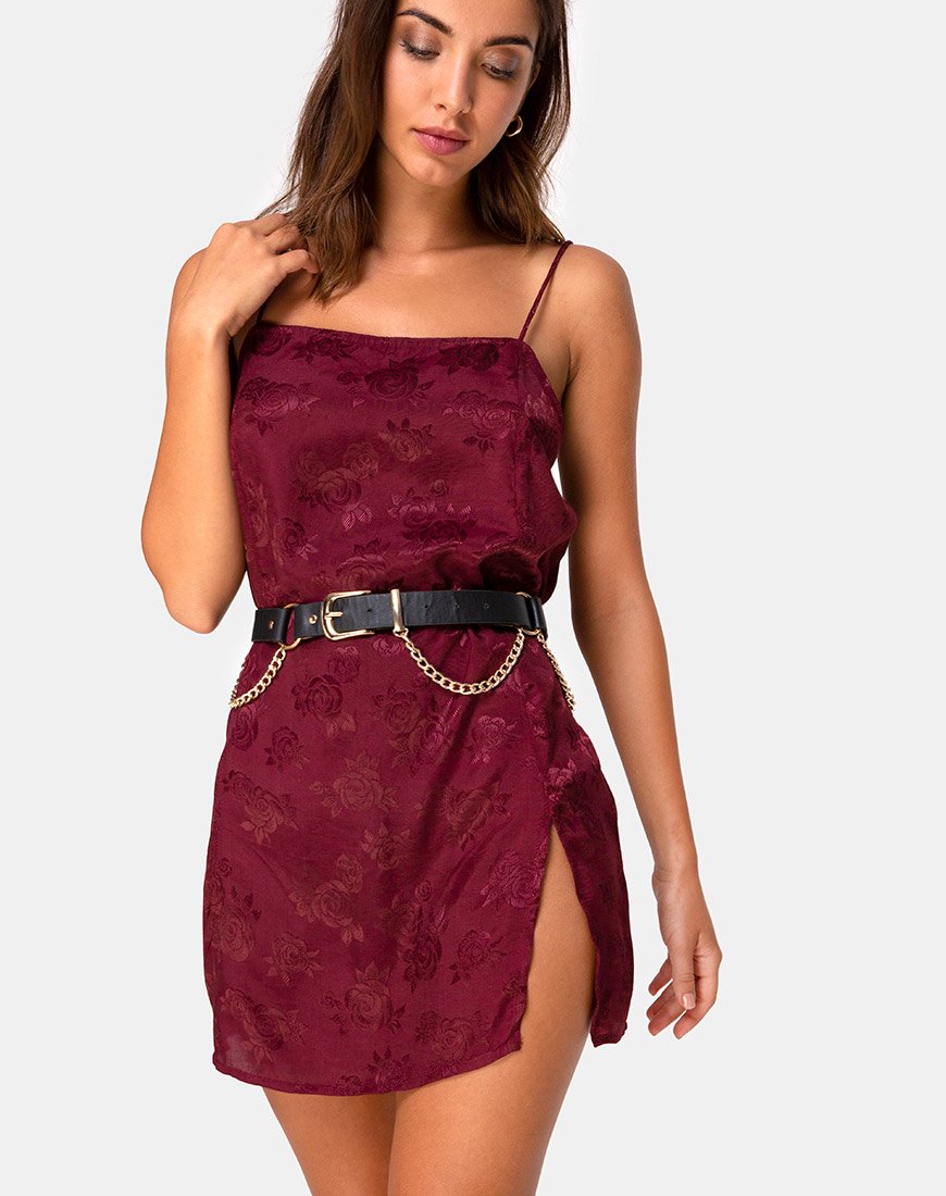 Datista Slip Jurk in Satijn Rose Bourgondië