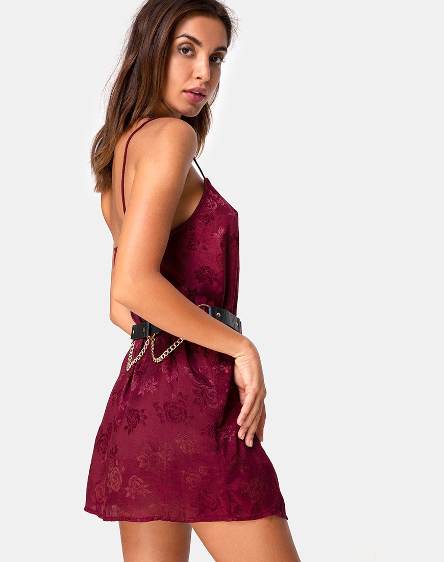 Datista Slip Jurk in Satijn Rose Bourgondië