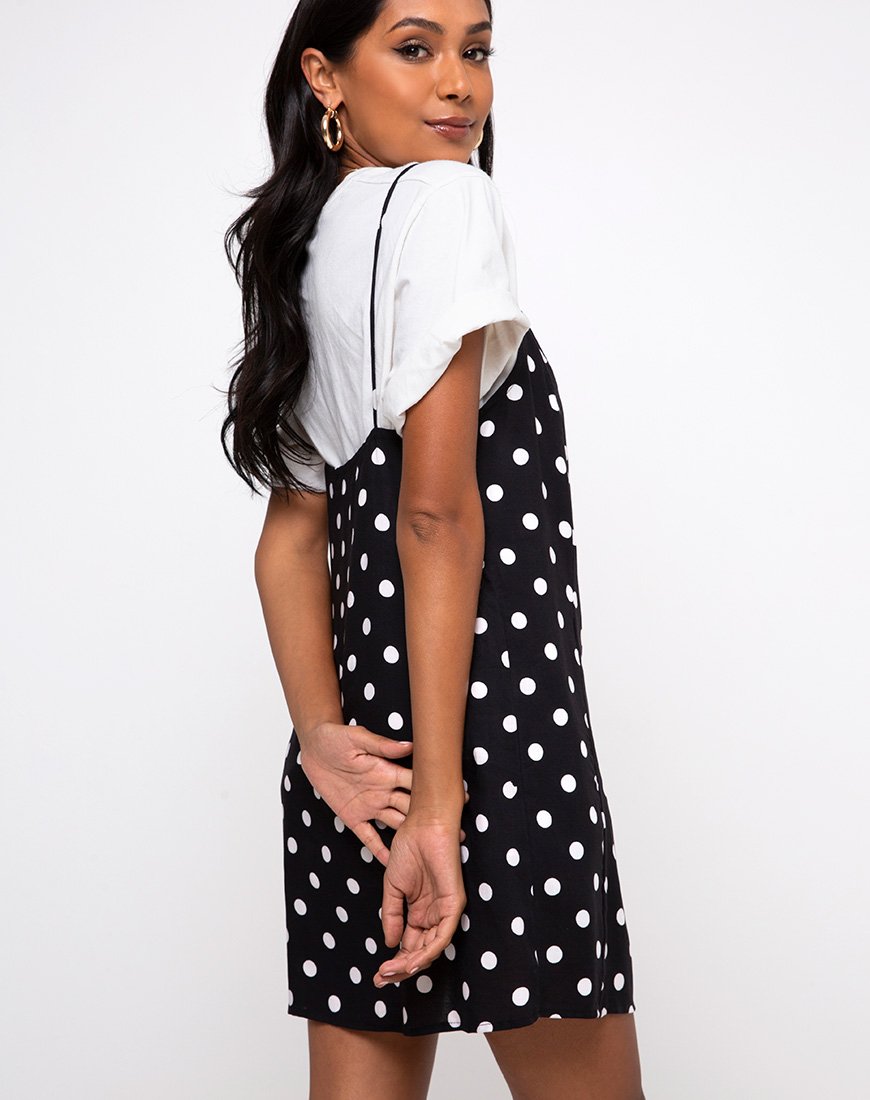 Afbeelding van Datista Slip Dress in 80s Polka Zwart