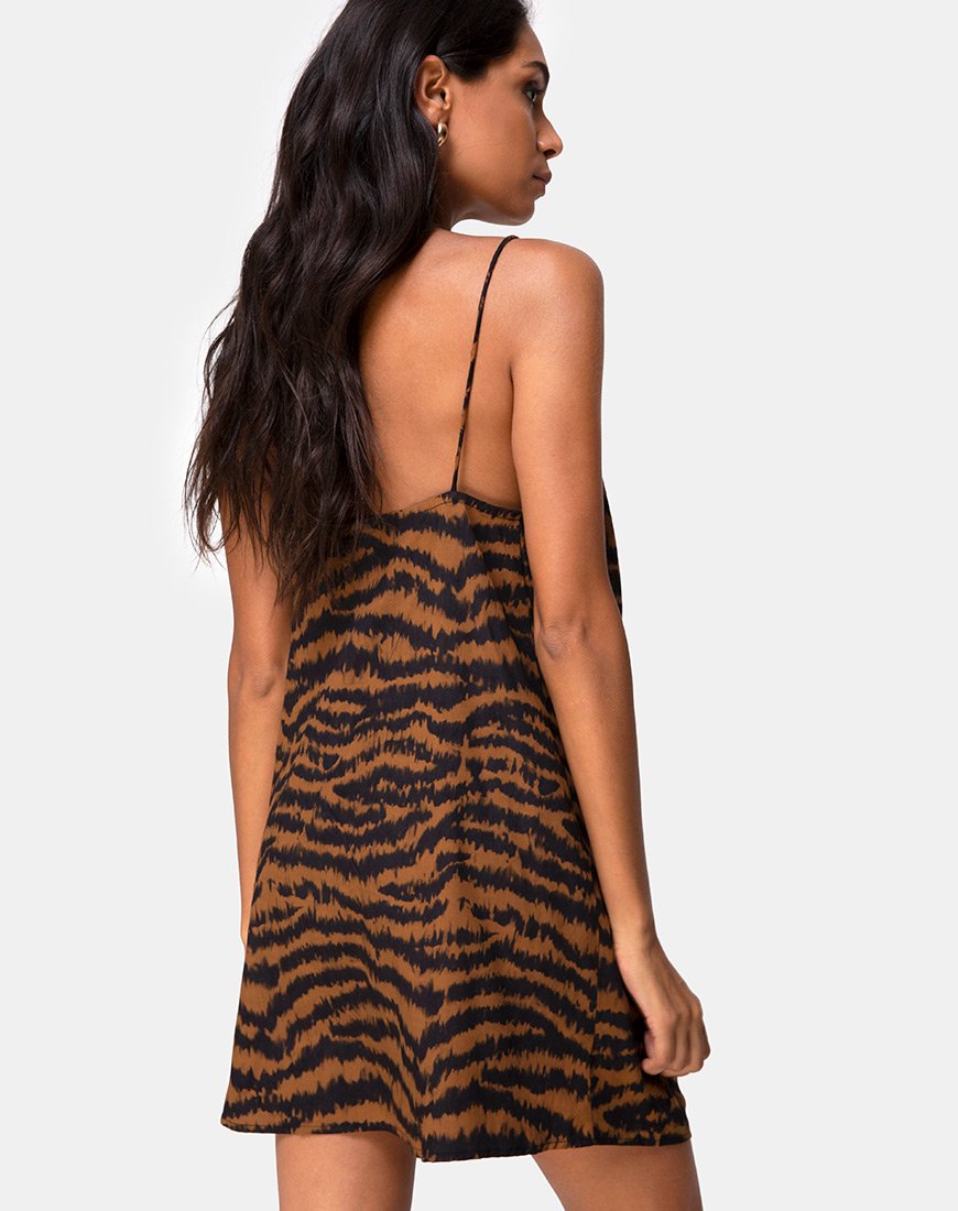 Afbeelding van Datista Slip Dress in Animal Drip Bruin