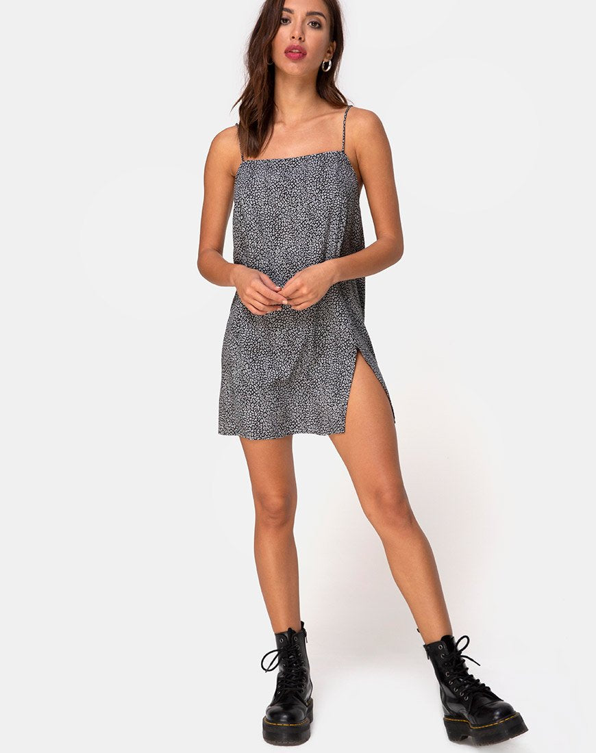 Afbeelding van Datista Slip Dress in Ditsy Leopard Grey
