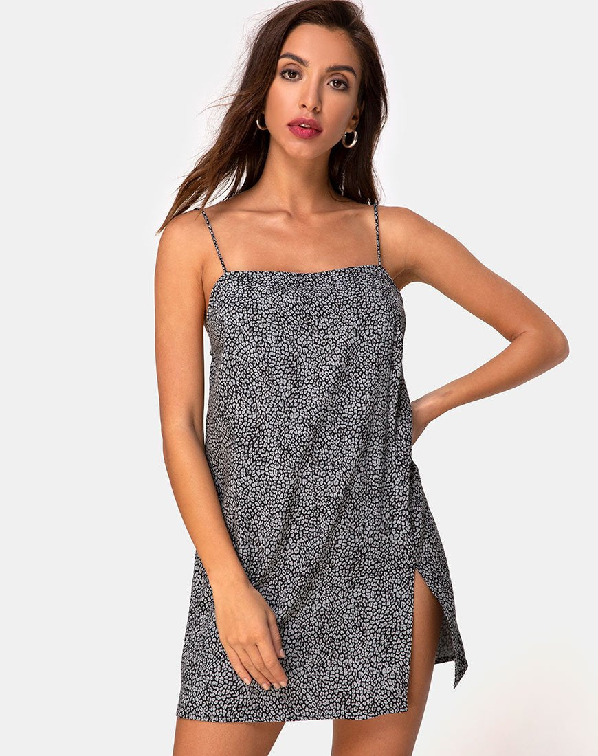 Datista Jurk in Ditsy Luipaard Grijs
