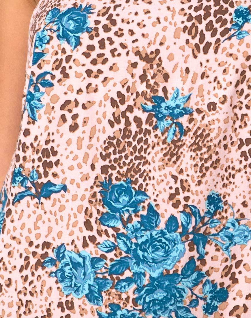 Afbeelding van Datista Mini Jurk in Jungle Bloem Blauw en Crème