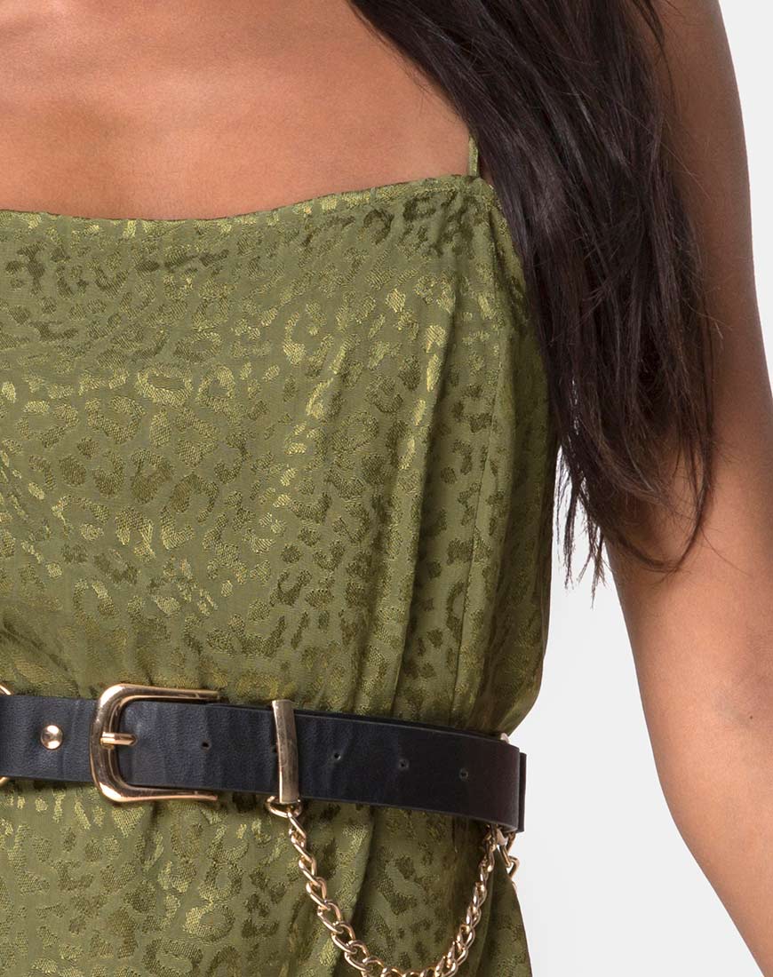 Afbeelding van Datista Jurk in Satijn Cheetah Khaki