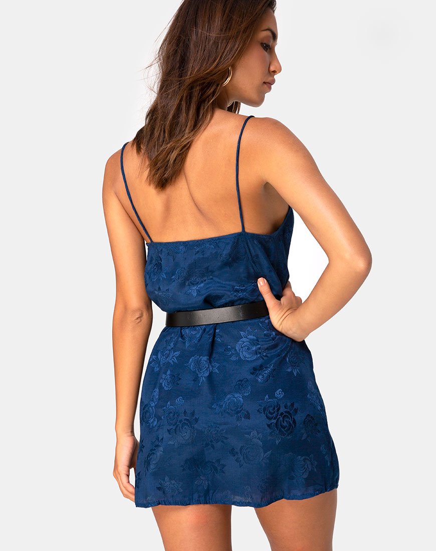 Datista Slip Jurk in Satijn Roos Marine