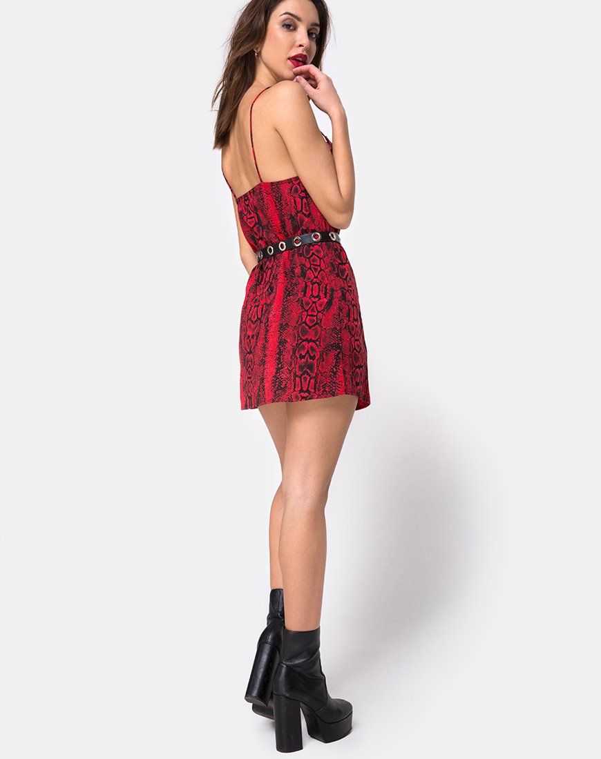 Afbeelding van Datista Slip Dress in Red Snake