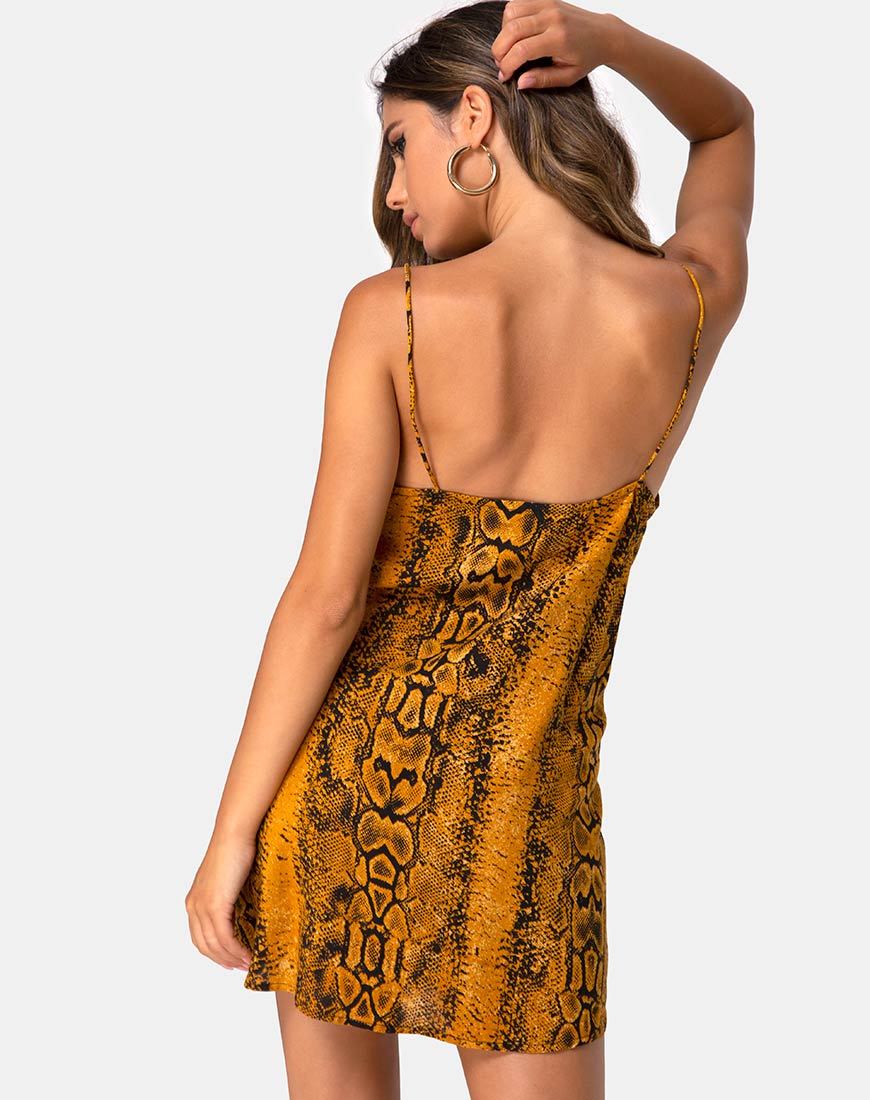 Afbeelding van Datista Slip Dress in Snake Mustard