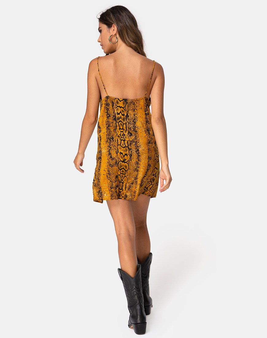 Afbeelding van Datista Slip Dress in Snake Mustard