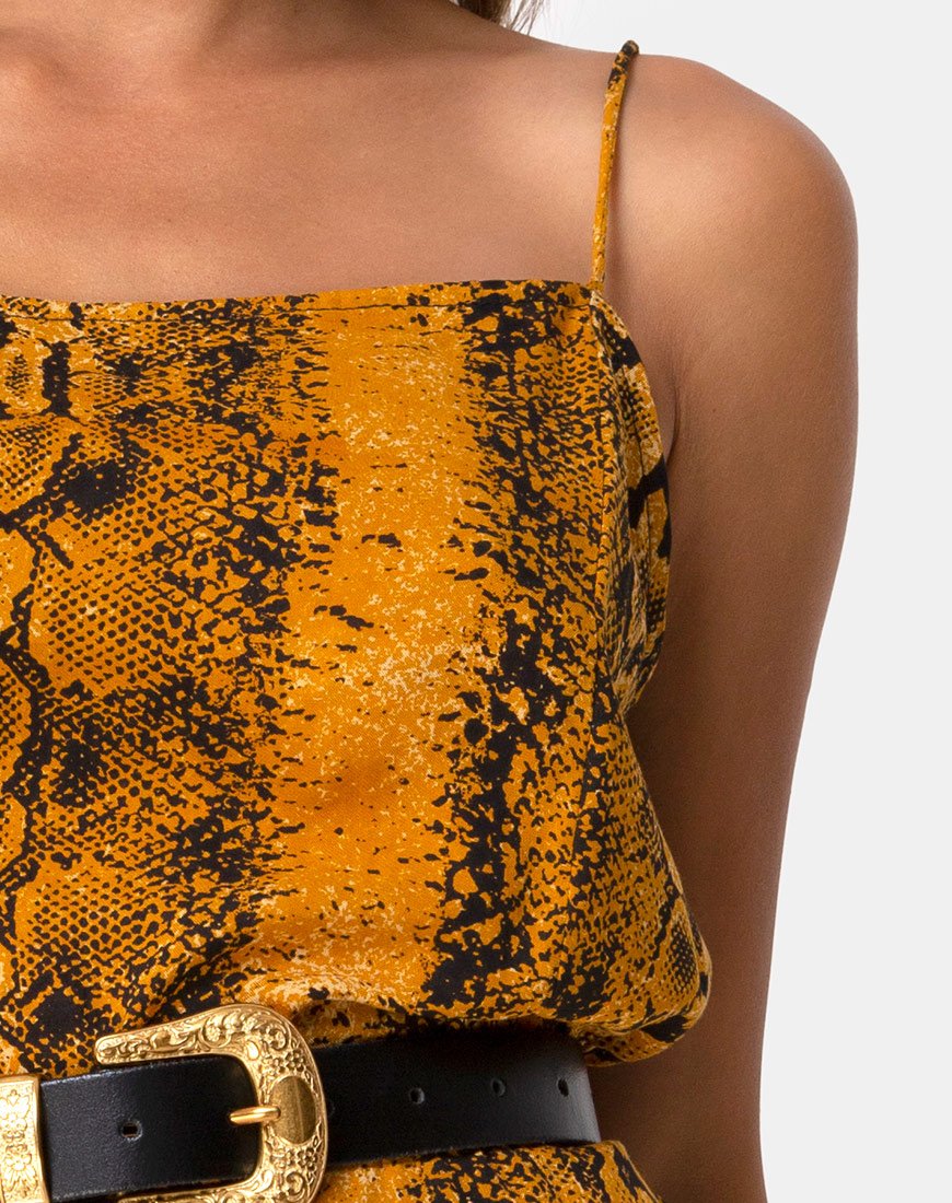 Afbeelding van Datista Slip Dress in Snake Mustard