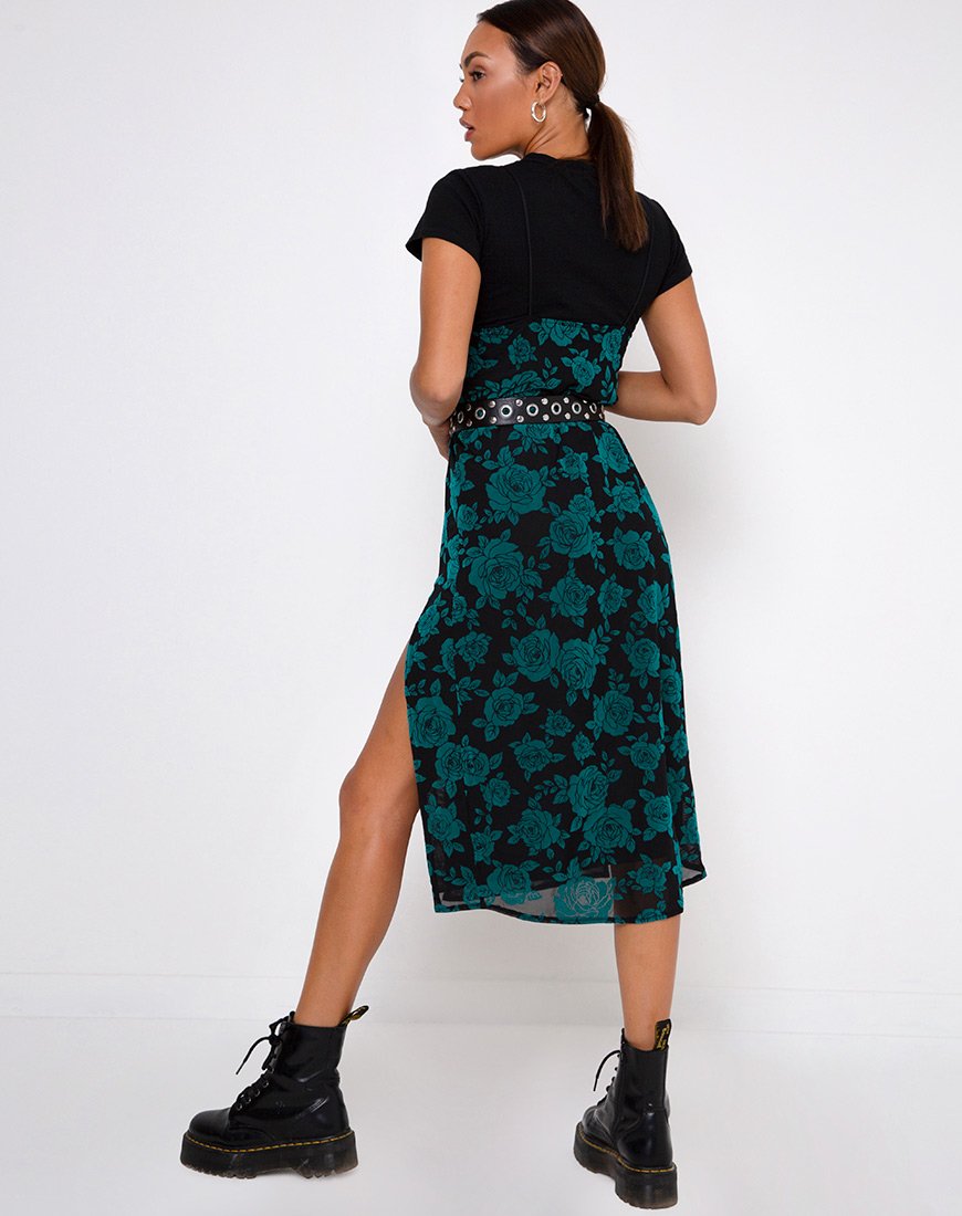 Afbeelding van Daxita Midi Dress in Romantic Rose Flock Teal