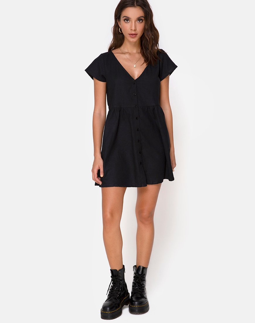 Afbeelding van Deira Babydoll Jurk in Zwart
