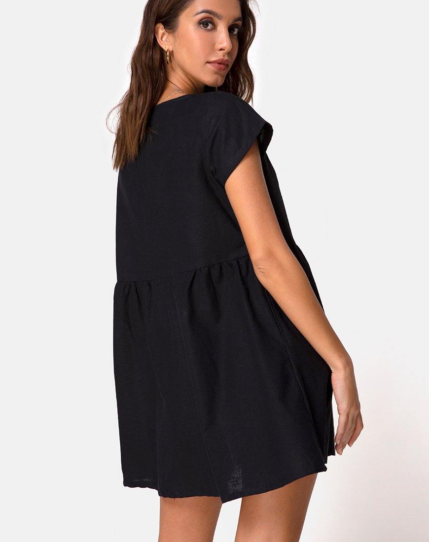 Afbeelding van Deira Babydoll Jurk in Zwart