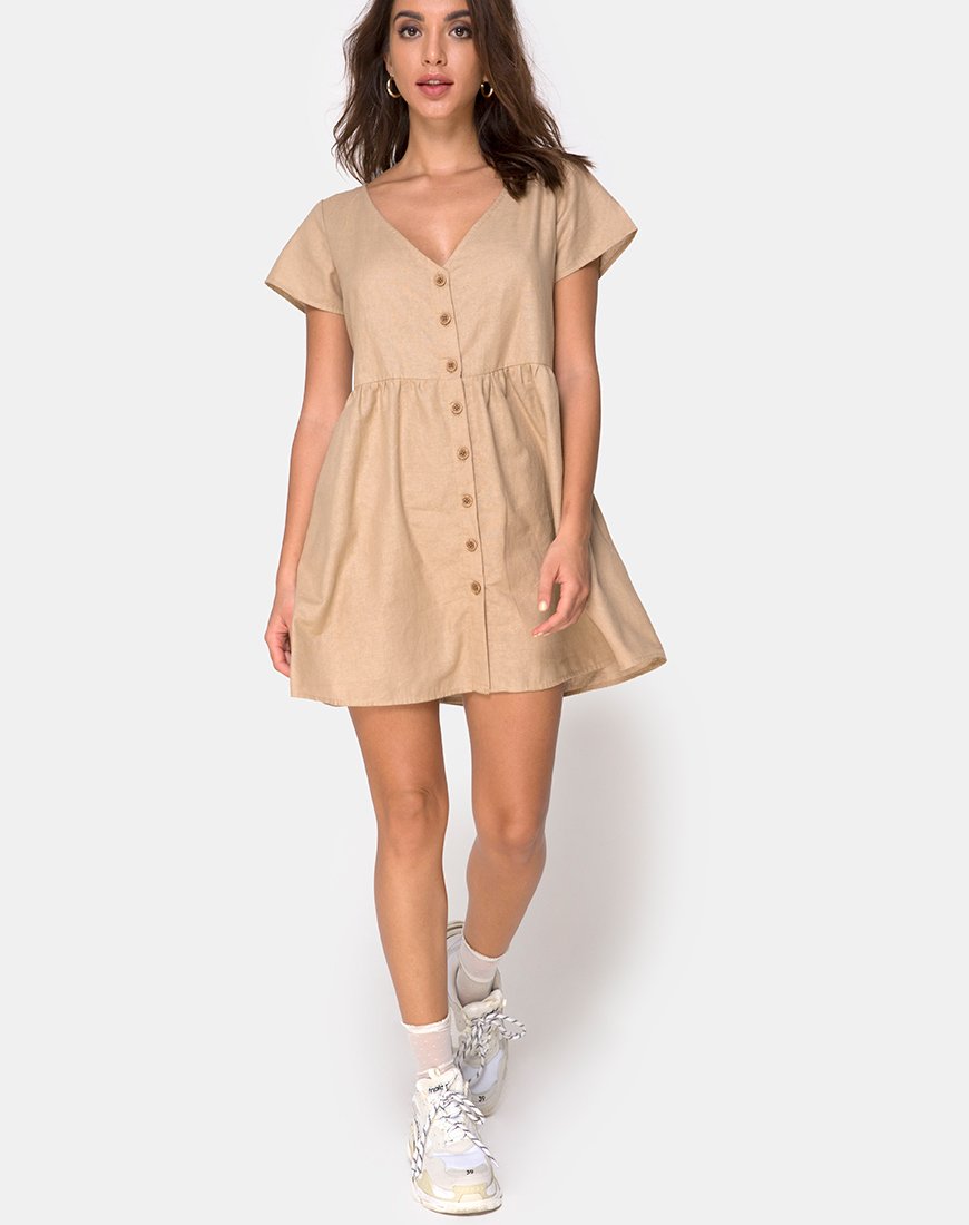 Afbeelding van Deira Babydoll Jurk in Steen