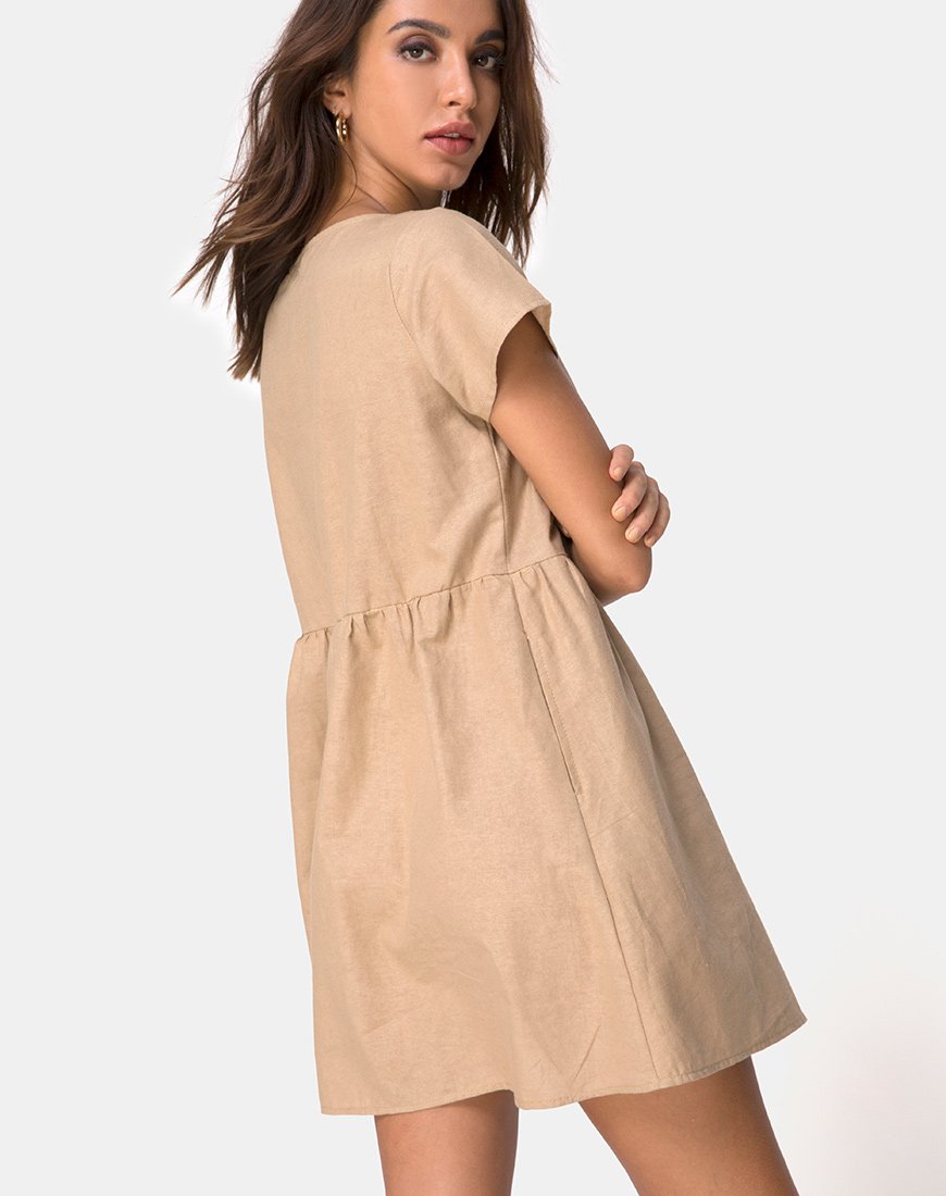 Afbeelding van Deira Babydoll Jurk in Steen