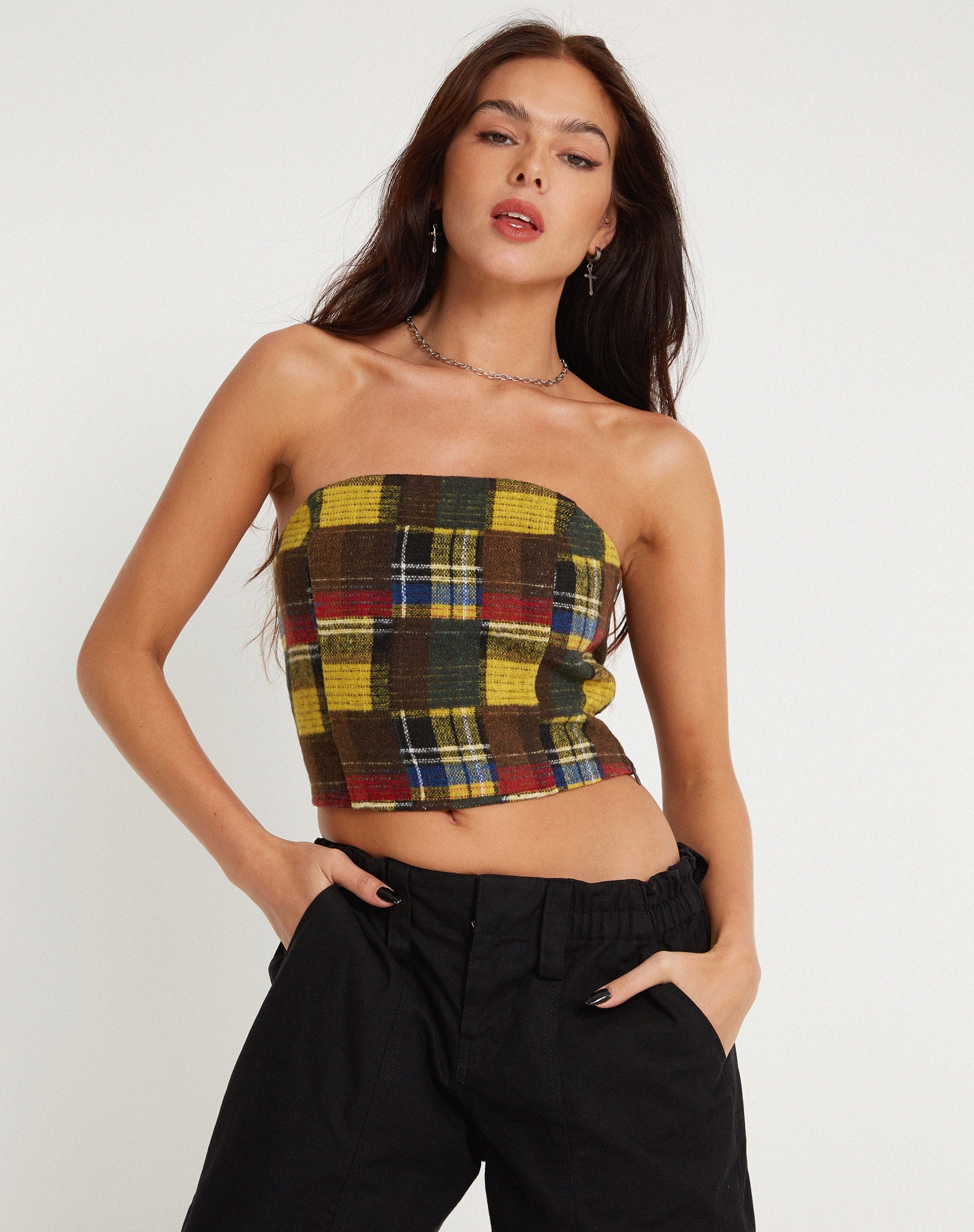 Afbeelding van Delny Bandeau Top in Mix Tartans