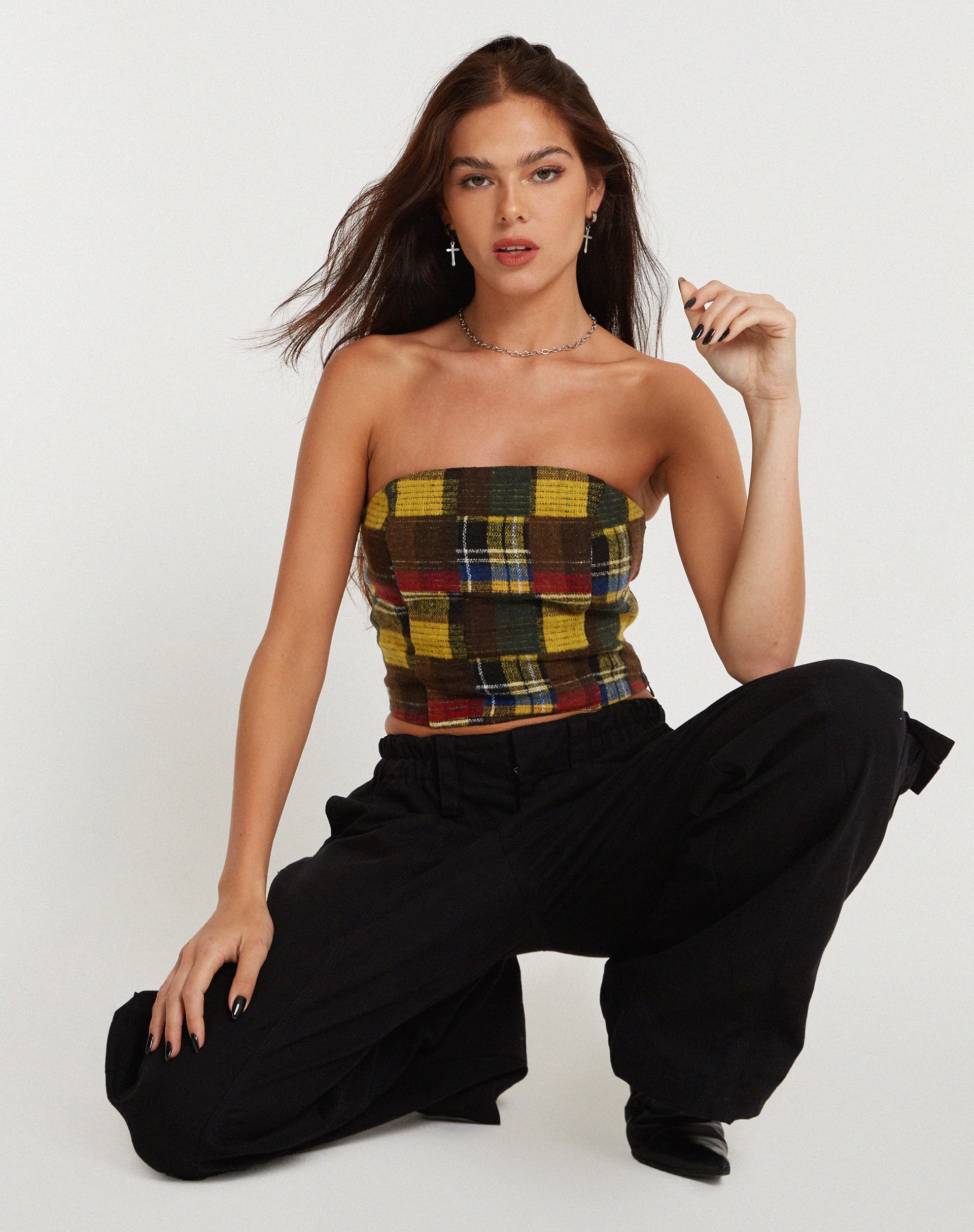 Afbeelding van Delny Bandeau Top in Mix Tartans