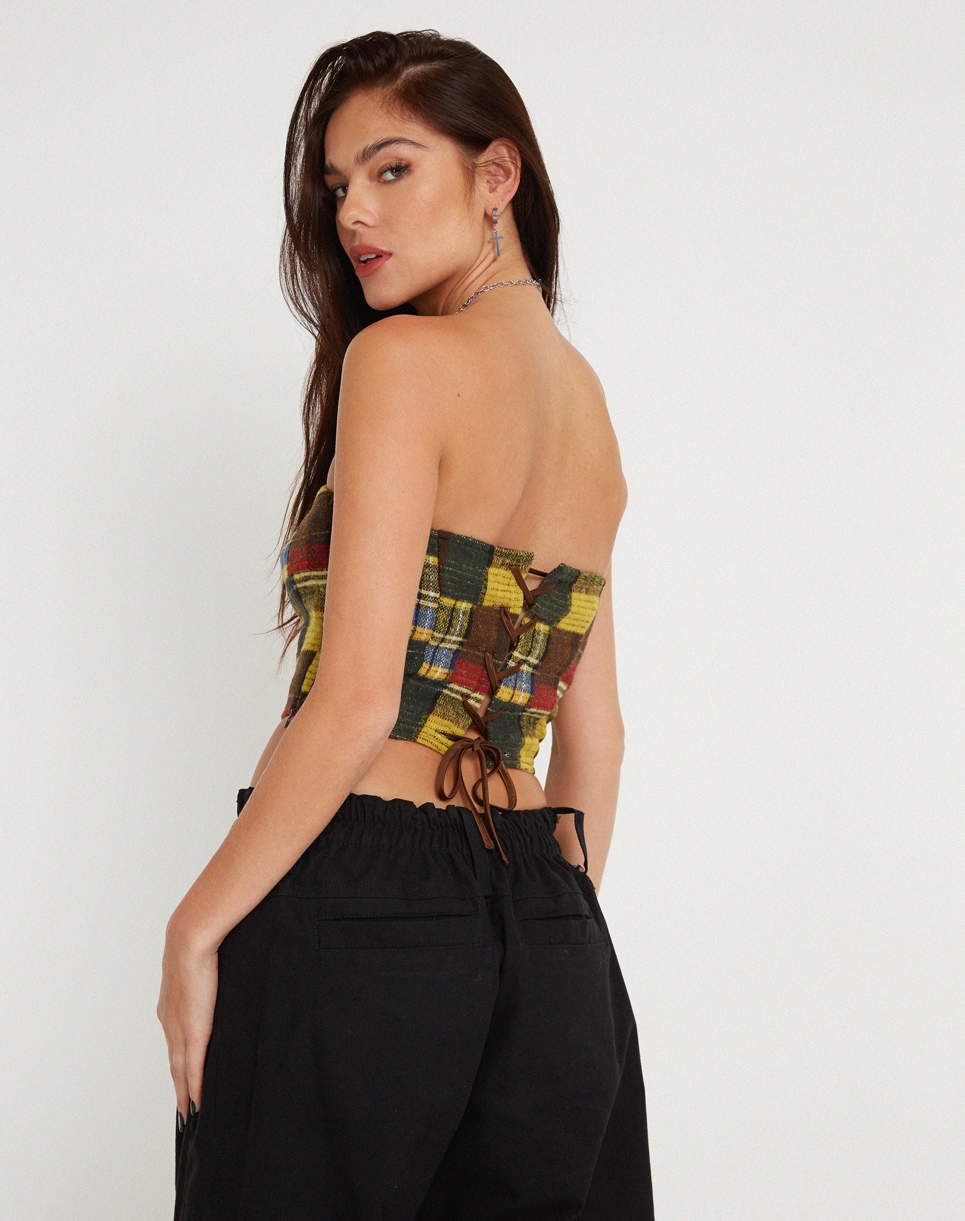 Afbeelding van Delny Bandeau Top in Mix Tartans