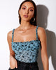 Afbeelding van Delora Cami Top in Love Bloom Grijs en Blauw vlokje