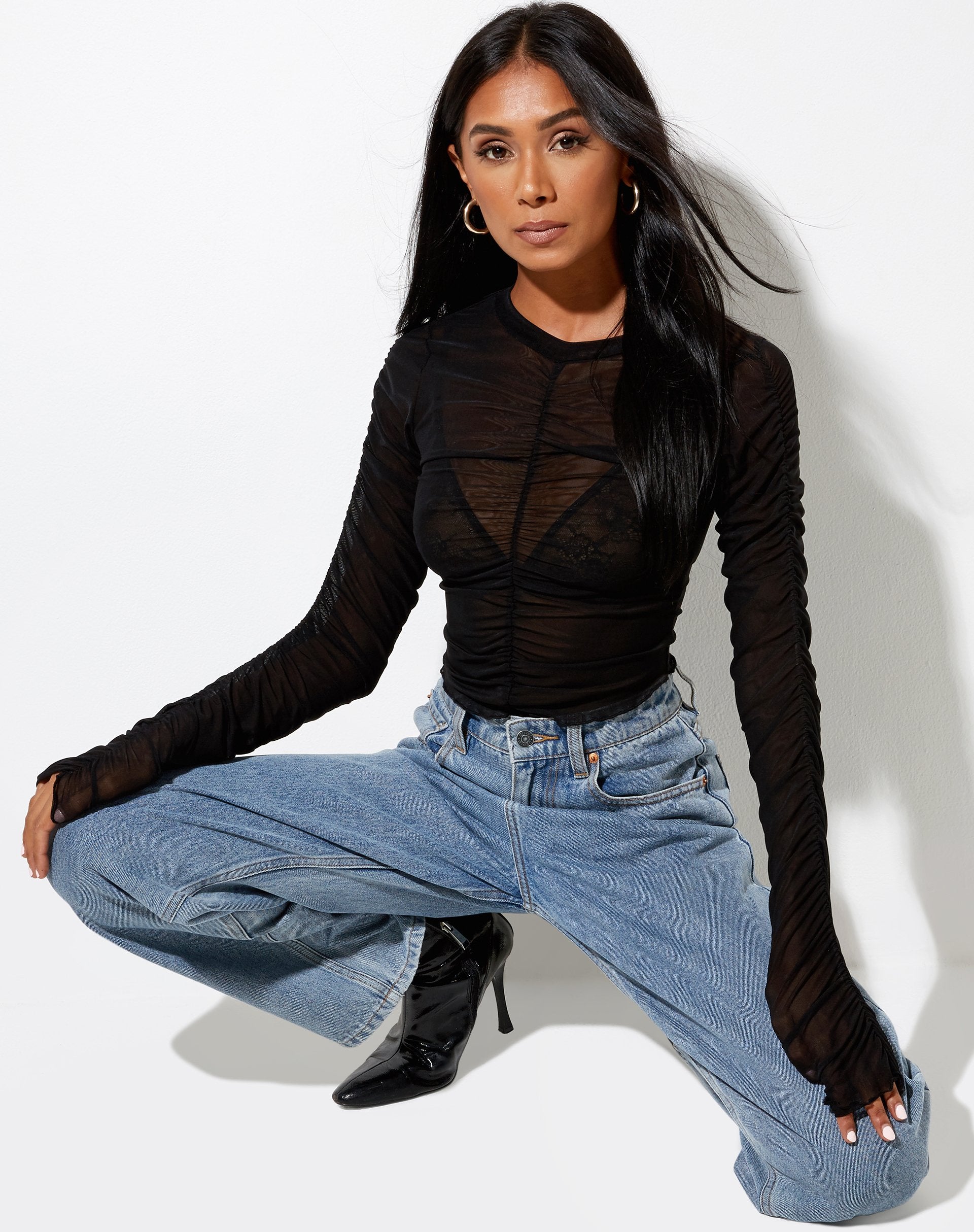 Afbeelding van Deloya Top in Mesh Zwart