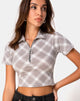 Afbeelding van Dhen Crop Top in Grunge Check Taupe