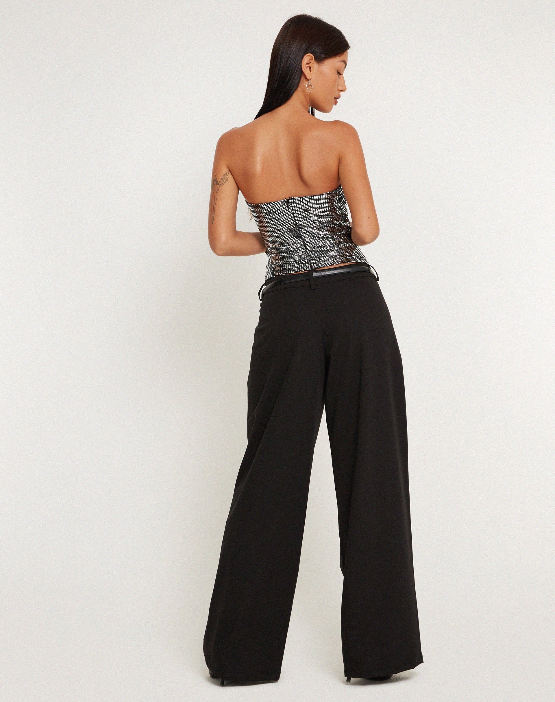 Afbeelding van Dena Bandeau Crop Top in Zilverglans