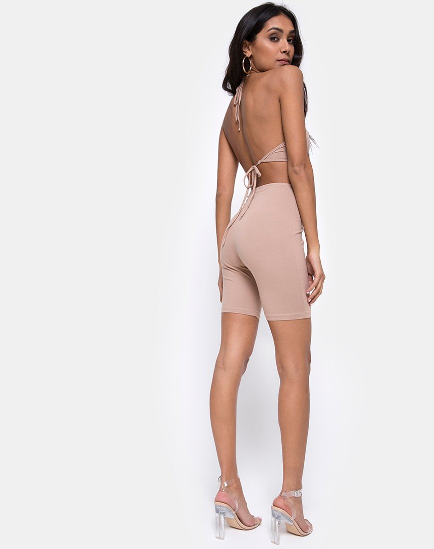 Afbeelding van Dequa uitgesneden Unitard in Jersey Tan