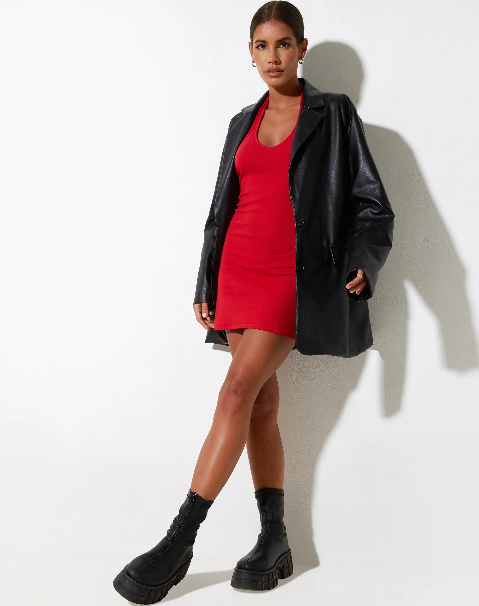 Afbeelding van Desak Mini Dress in Rib Racing Red
