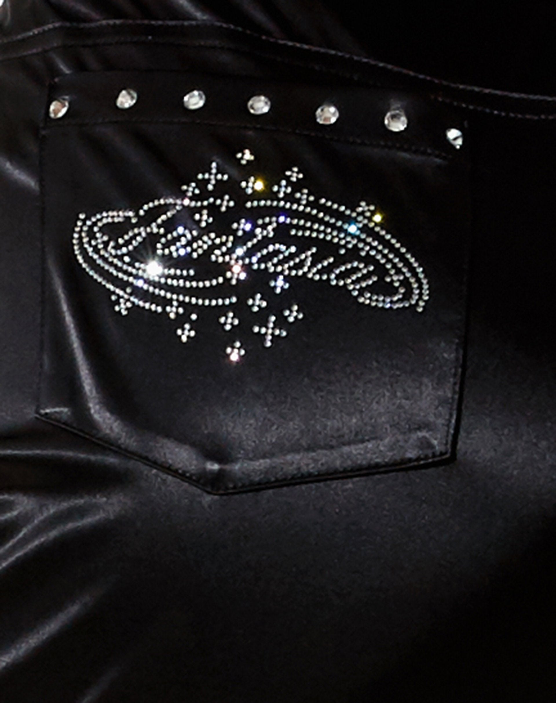 Afbeelding van Desta broek in satijn zwart Fantasia Diamante