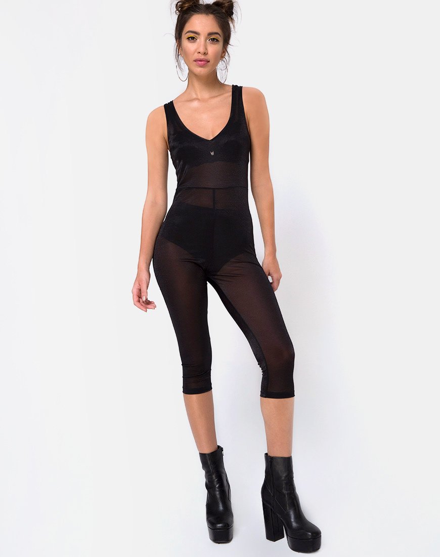 Afbeelding van Devile Unitard in Sheer Mesh Zwart