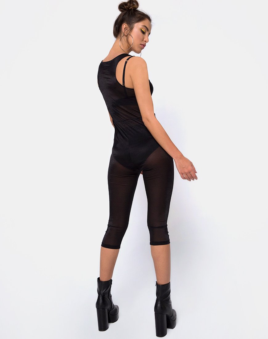 Afbeelding van Devile Unitard in Sheer Mesh Zwart