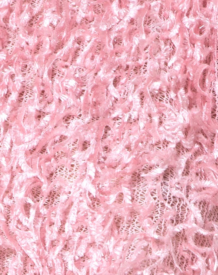 Afbeelding van Diabla Crop Trui in Shaggy Knit Suiker Roze
