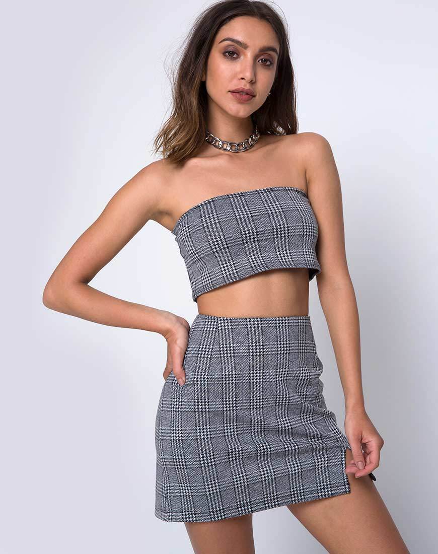 Dina minirok in Charles Check Grijs